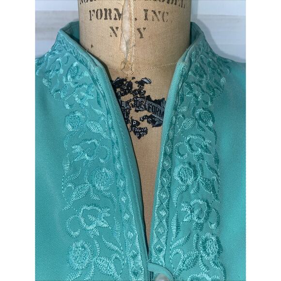 John Meyer Women’s 2 Piece Set Suit Jacket Skirt Sz 14 Green Pearl Rhinestone - Picture 7 of 13